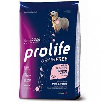 Prolife Dog 2 x 10 kg - Pack Ahorro - 2 x 10 kg Grain Free Adulto Sensible Mediano/Grande Cerdo y Patatas