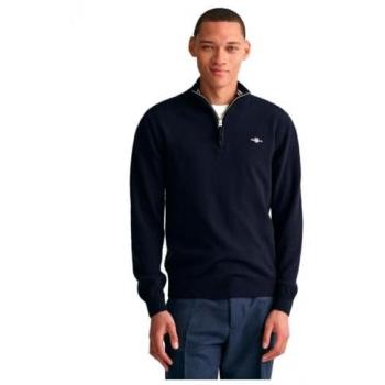 GANT Mens Superfine Lambswool Half Zip Cardigan - Marine - Size Large