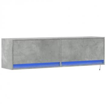 Mueble de pared TV con luces LED gris hormigón 140x31x38 cm