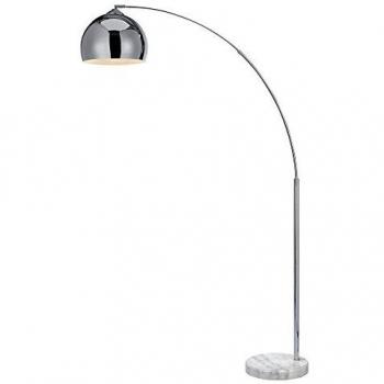 Lámpara de Pie LED Moderna Curvada Cromada con Base de Mármol Arquer 170 cm Teamson Home