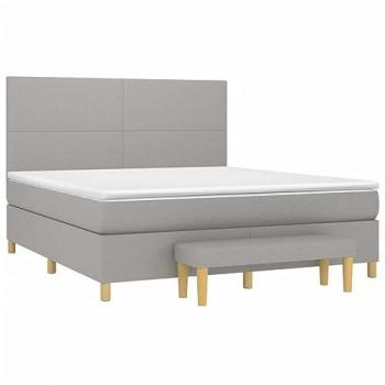 Cama Box Spring con Colchón Viscoelástico de Tela Gris Claro 160x200 cm