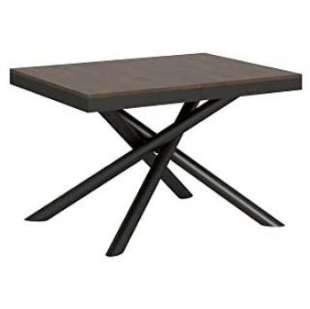 Mesa extensible 90x120/380 cm Famas Evolution con estructura antracita y acabado en nogal