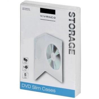 Vivanco - Lote de Fundas para CD y DVD Transparente 5er Pack
