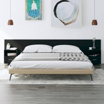 Cabecero de cama con mesitas de madera contrachapada negro vidaXL