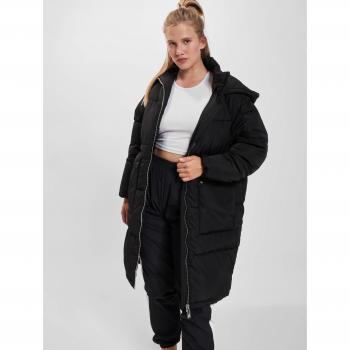 ONLY Gabi Oversized Longline Puffer Coat with Hood & Pockets in Black - Size M