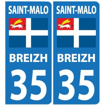 Adhesivo placas coche bandera Saint Malo