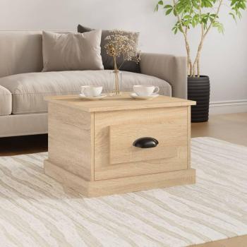 Mesa de centro vidaXL madera contrachapada 50x50x35 cm en color blanco, negro y roble Sonoma, ideal para salón o comedor, diseño auxiliar y funcional