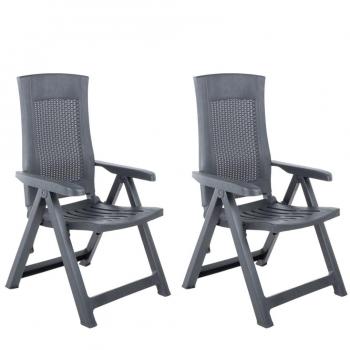 vidaXL Garden Reclining Chairs 2 pcs Plastic Anthracite