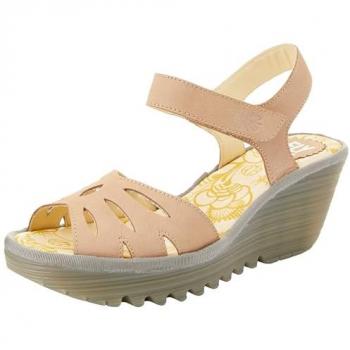 Sandalias de Cuña de Piel Beige para Mujer Fly London Modelo Yazi Talla 40