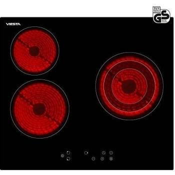 Viesta C3Z - Placa vitrocéramica de inducción, 3 zonas de cocción, 5300 W potencia total, color negro
