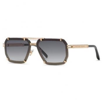 Philipp Plein Legacy Square Sunglasses Gold Rose with Black Parts Smoke Gradient CAT2 64mm Unisex