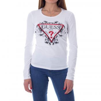 Guess T-Shirt Manga Larga Mujer Medium Blanco