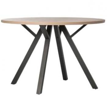 Mesa de Comedor Fija de Madera Natural Ø120 cm con Pata Negra
