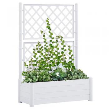 Garden Planter with Trellis 39.4x16.9x55.9 PP White