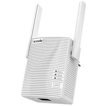 Tenda A18 Repetidor WiFi AC1200, doble banda 5 GHz y 2.4 Ghz, amplificador y extensor, modo de punto de acceso, puerto LAN Ethernet, antenas externas 2 dBi, WPS botón, señal LED, fácil configuración