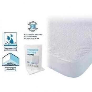 Protector colchón Cama 150 x 200 cm + 25cm Impermeable* Absorbente* Lavable* Anti-ACAROS* Ajustable* Goma EN Todo SU PERÍMETRO* Rizo Y PVC