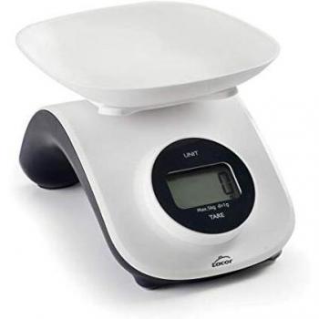LACOR - 61719 - Báscula de Cocina ECO, Peso de Alimentos, Sin Pilas ni Baterías, Botón Giratorio para Generar Energía, Libre de BPA, Recipiente Desmontable, Capacidad Máxima 5 kg