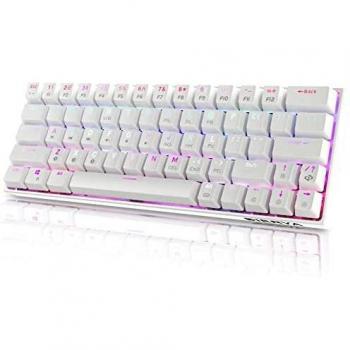 60% Teclado mecánico Gaming, Bluetooth 5.1, Teclado inalámbrico para Ordenador, 63 Teclas, Compacto con retroiluminación RGB, batería de 1900 mAh para escritores Gamers