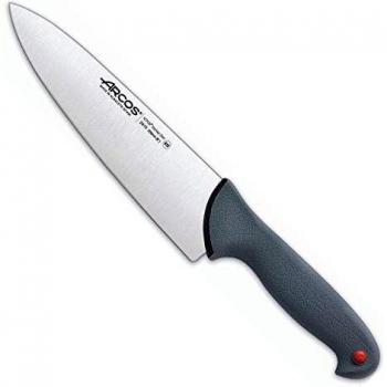 Arcos Serie Colour Prof, Cuchillo Cocinero, Hoja de Acero Inoxidable Nitrum de 200 mm, Mango de Polipropileno recubierto de Elastómero Color gris