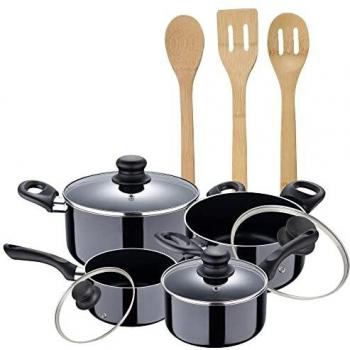 San Ignacio PK4696 JUEGO DE BATERÍA DE COCINA EN ALUMINIO PRENSADO + SET DE 3pc DE UTENSILIOS DE COCINA