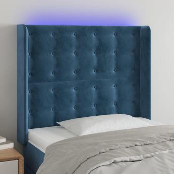 Cabecero LED de Terciopelo Azul Oscuro 103x16x128 cm con Iluminación Integrada
