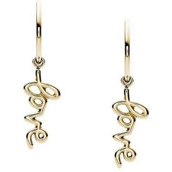 Fossil Pendientes JF03338710 de aro para mujer Love Acero inoxidable Dorado