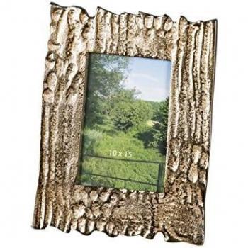 Belssia Portafotos Corteza Árbol Metal Dorado 20x26x2 cm