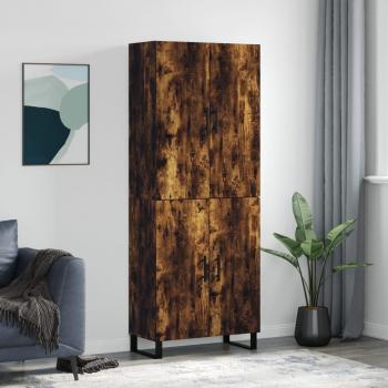 Aparador alto de madera contrachapada roble ahumado 69,5x34x180 cm