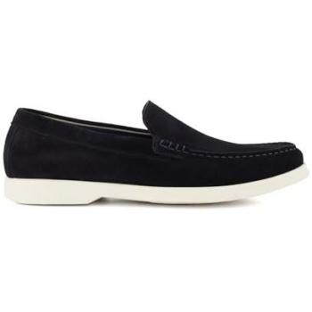 Dune London Navy Suede Topstitch Casual Loafers - Size 7