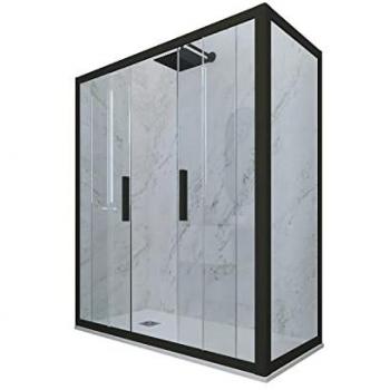 Mampara de Ducha Corredera 80x120 cm Negro Mate Glam Duo