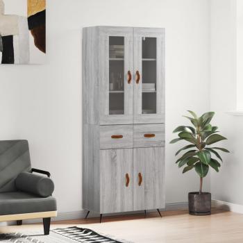Aparador alto de madera multicapa gris Sonoma 69,5x34x180 cm