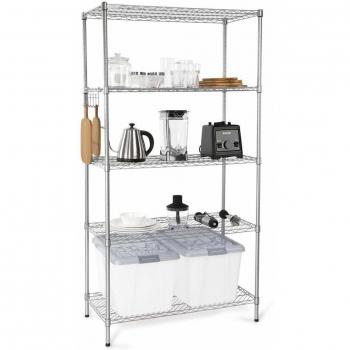 Estantería Metálica de Almacenamiento y Organización, 5 Baldas con Alturas Ajustables,Cozzine Estantería de Metal de Almacenamiento para Cocina, Baño, Garaje, Etc 45.00 x 90.00 x 170.00 cm