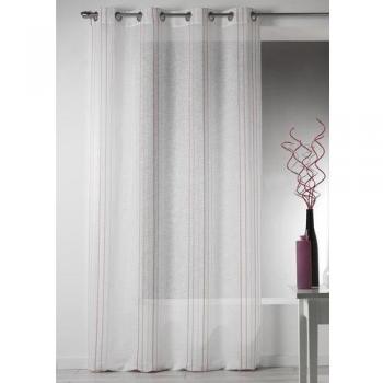 Cortina Voil Etamine Rayas Verticales Rosa Boudoir 140 x 260 cm con Ojetes Ronda