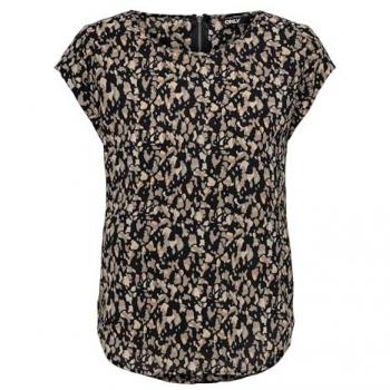Only Vic Women's Short Sleeve Printed Blouse in Black