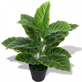 vidaXL Planta de taro artificial con macetero 45 cm verde