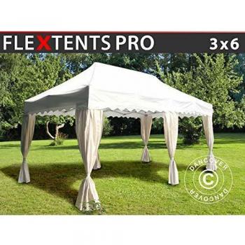 Carpa Plegable Rápida FleXtents PRO Wave 3x6m Blanca, Impermeable con 6 Cortinas