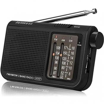 Retekess V-117 Radio portátil Radio de Bolsillo Am/FM/SW 3 Bandas con Perilla de Ajuste de Tipo Cilíndrico