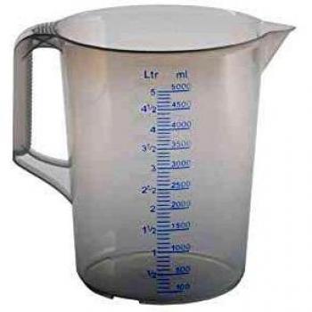 Hünersdorff UMETA 9626805-Medidor 5,0 LTS Jarra graduada 5.000 ml, PP, 2 Escalas Asa Cerrada, Transparente, 20,3 x 20,3 x 25,7 cm