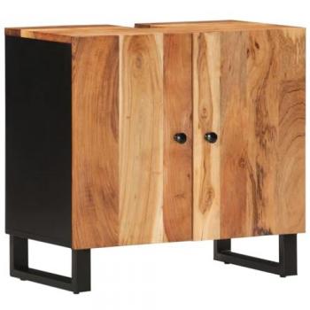 Mueble de lavabo madera acacia y madera ingeniería 62x33x58 cm Marrón