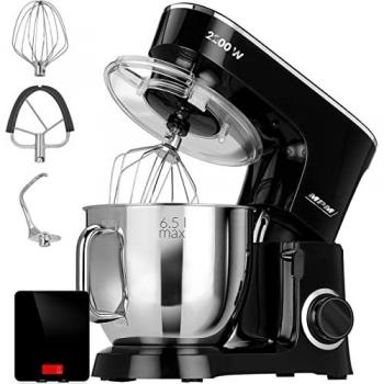 MPM MRK-19B Batidora Amasadora Repostería Profesional Robot Cocina Orbital 2200W, 6,5L Bol Acero Inoxidable, 6 Velocidades + Función Pulso, Sistema Planet
