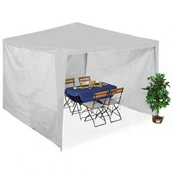 Paneles Laterales Impermeables para Gazebo 2x3 m, Set de 3, Sin Ventanas, Cierre de Contacto, Color Blanco