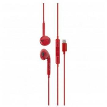 Auriculares DCU Estéreo con Conector Lightning para iPhone/iPad, Color Rojo