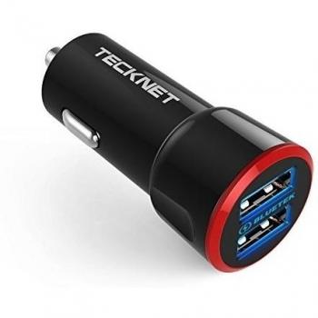 TeckNet® 4.8A / 24W Cargador de coche USB Dual-Port con BLUETEK Tech