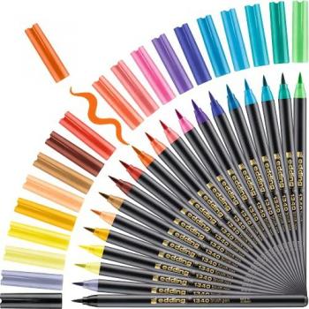 Set de Rotuladores Pincel Edding 1340 - 20 Colores Surtidos, Punta de 1-3 mm