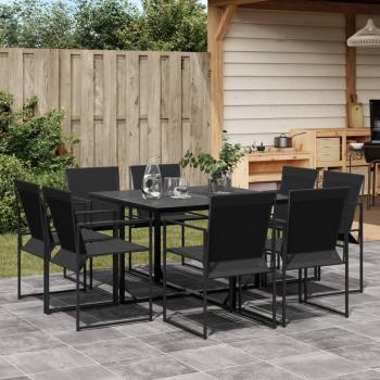 9-Piece Black Textilene Garden Dining Set