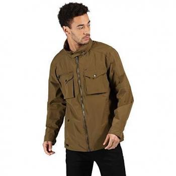 Regatta Haldor-Chaqueta Impermeable, Transpirable, Forrada, con Costuras Selladas Y Capucha Plegable Jackets Waterproof Shell, Hombre, Camo Green, L