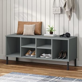 Zapatero OSLO de madera maciza con patas de metal, dimensiones 106x35x45 cm, colores disponibles: Marrón, Blanco, Gris
