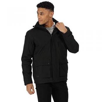 Regatta - Parka con Capucha y Forro Polar Impermeable para Hombre, Sterlings - Parka Impermeable con Capucha y Forro Polar, Hombre, Color Negro, tamaño Small