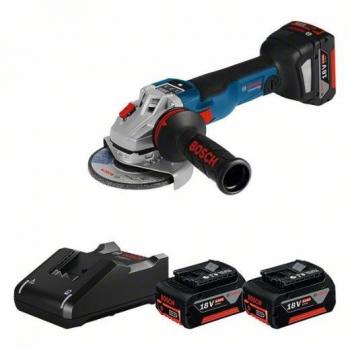 Amoladora Bosch GWS 18V-10 SC (125 mm) Inalámbrica con 3 Baterías de 5.0Ah y Cargador GAL 18V-40