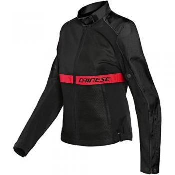 Dainese Ribelle Air Tex Chaqueta textil de moto para mujer - Negro Rojo (48)